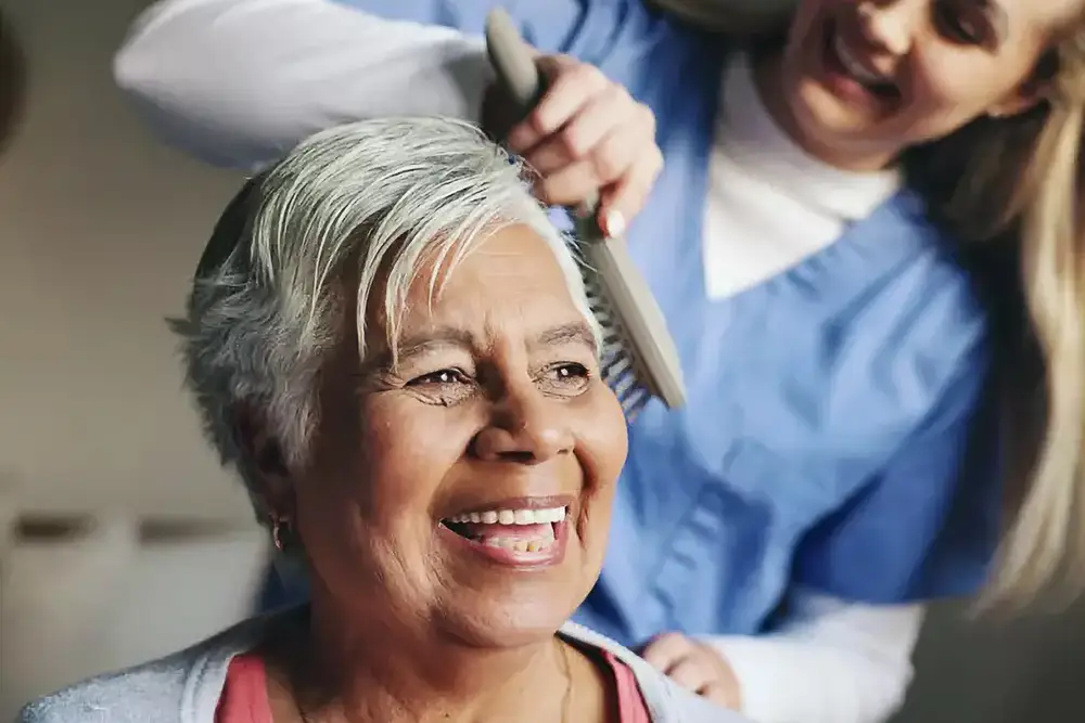 mc-3-MS Senior woman cuddling with her dog